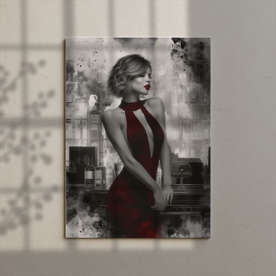 Kırmızı Elbise & Kırmızı Ruj Noir Kadın Poster