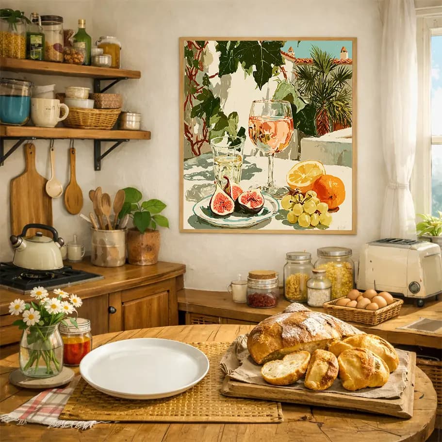 İncir, Üzüm ve Şarap Temalı Yaz Posteri