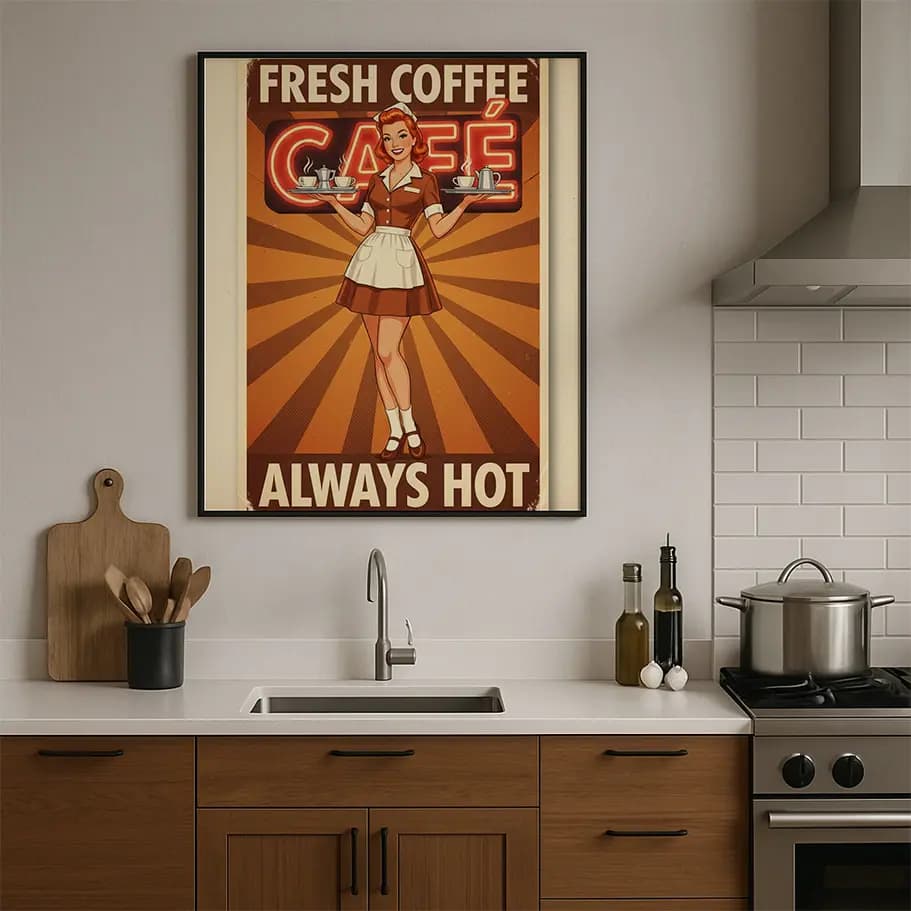 Fresh Coffee Café Retro Posteri
