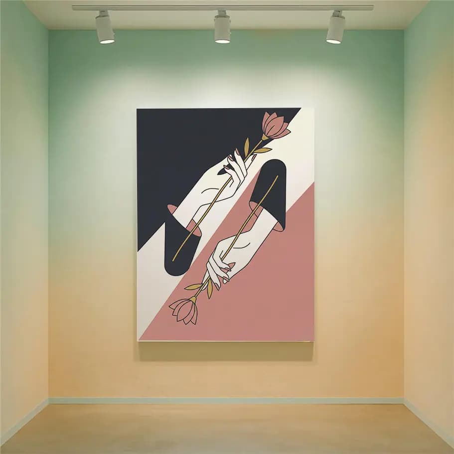 Minimal Çiçek Tutan Eller Posteri