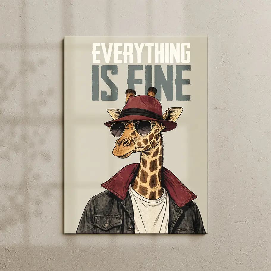 Everything Is Fine Şapkalı Zürafa Poster