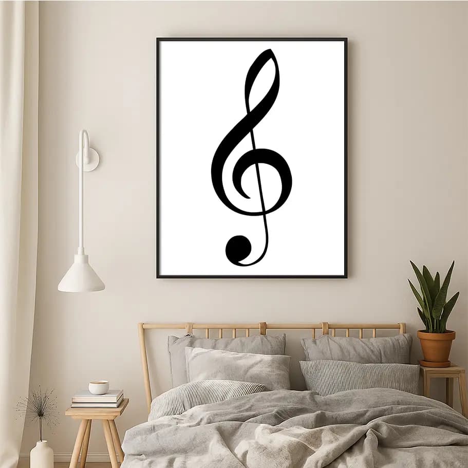 Sol Anahtarı (G-Clef) Poster – Siyah Beyaz Minimal Tasarım