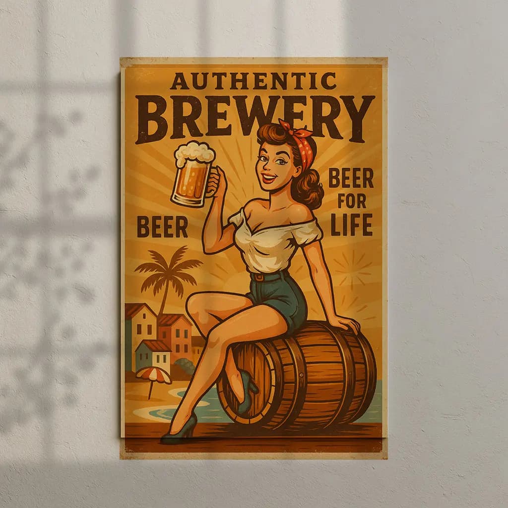 Retro Bira Fabrikası Posteri