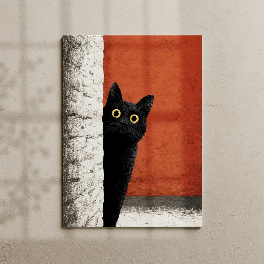 Meraklı Sİyah Kedi Posteri