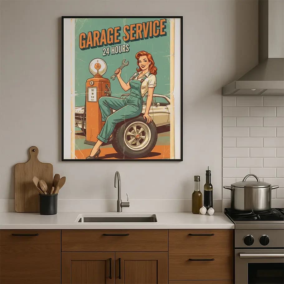 Retro Garage Service Posteri