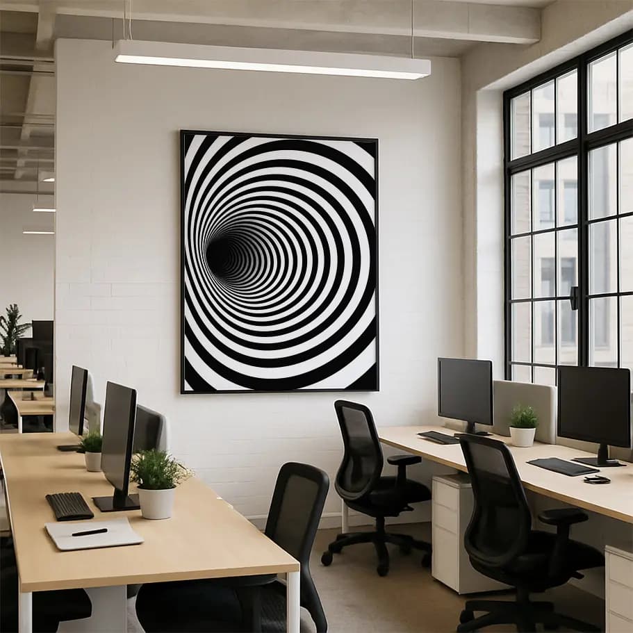 Siyah Beyaz Spiral Poster