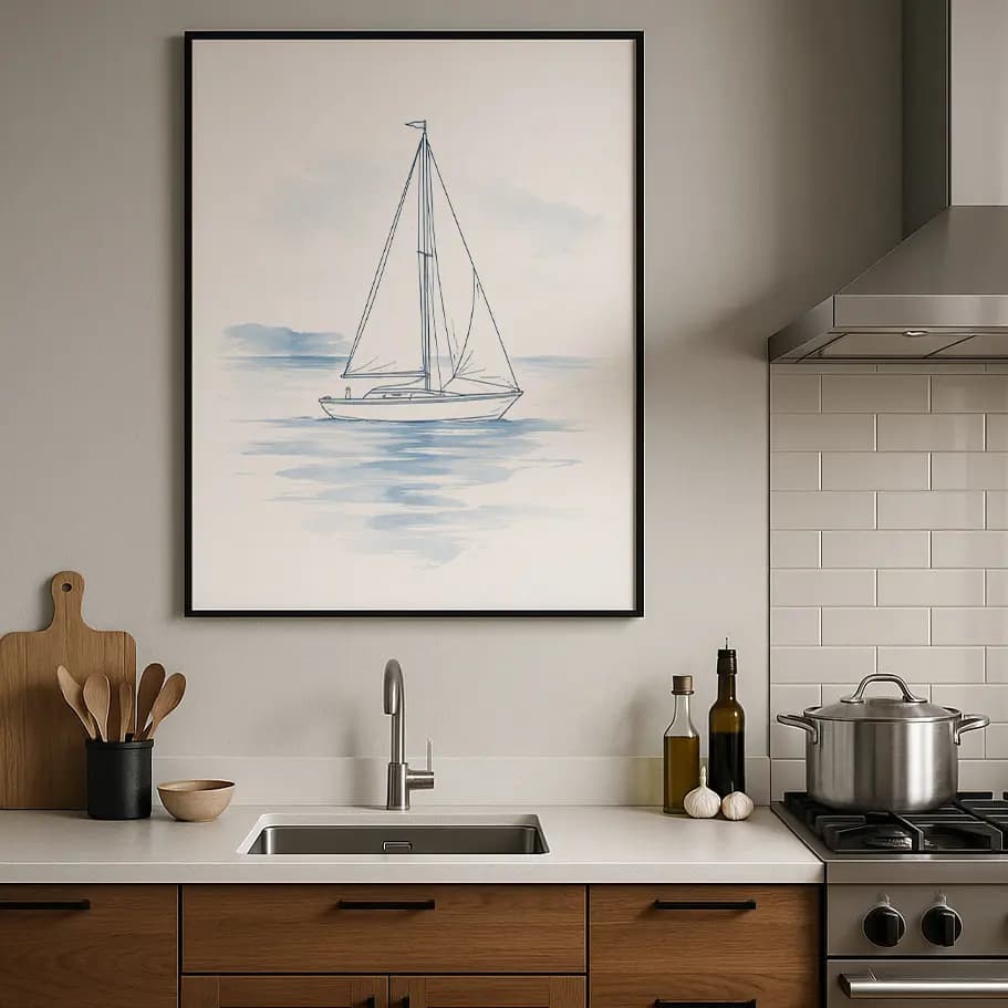 Minimal Yelkenli Poster