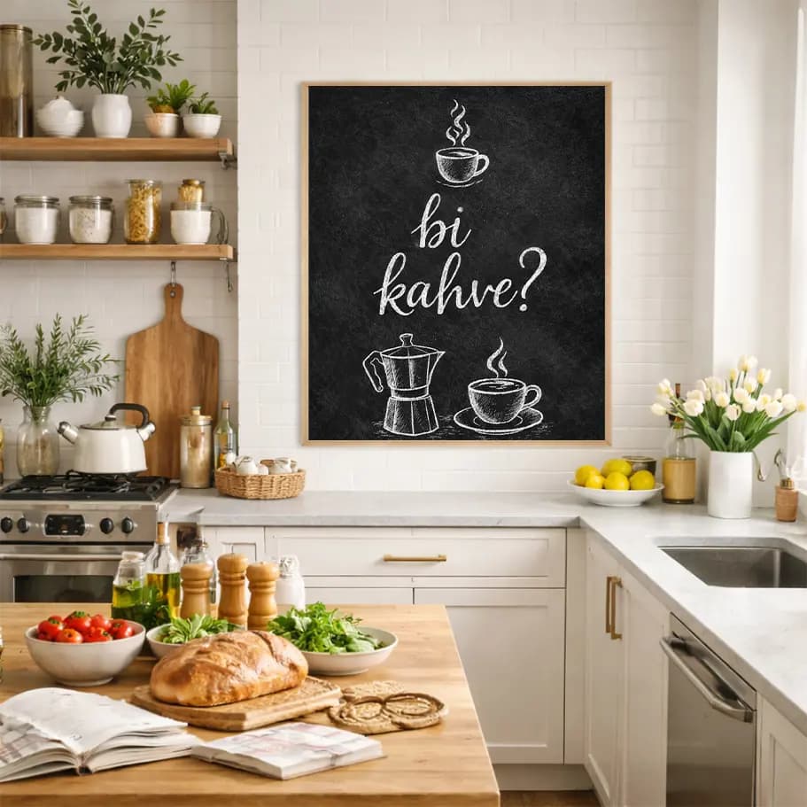 Bi Kahve? Mutfak Posteri