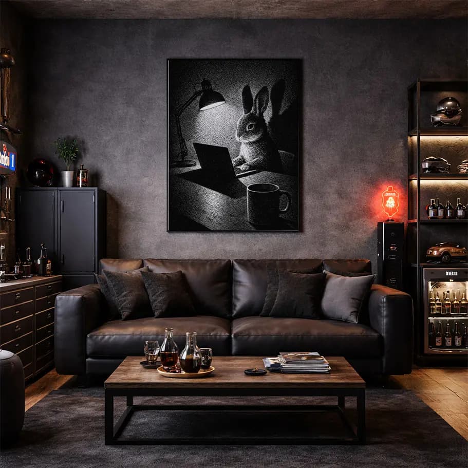 Siyah Beyaz Tavşan Poster