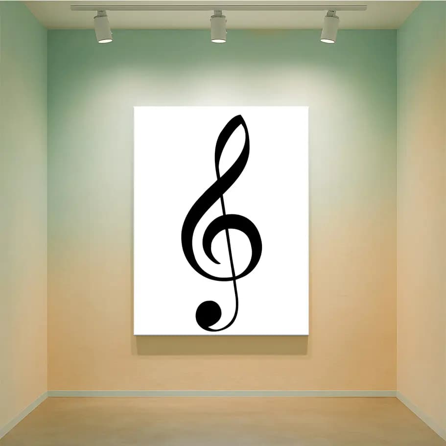 Sol Anahtarı (G-Clef) Poster – Siyah Beyaz Minimal Tasarım