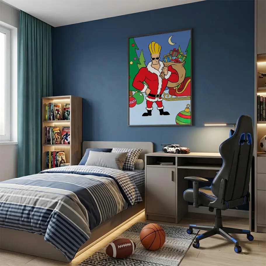 Johnny Bravo Noel Baba Poster – Karikatür Yılbaşı Duvar Posteri