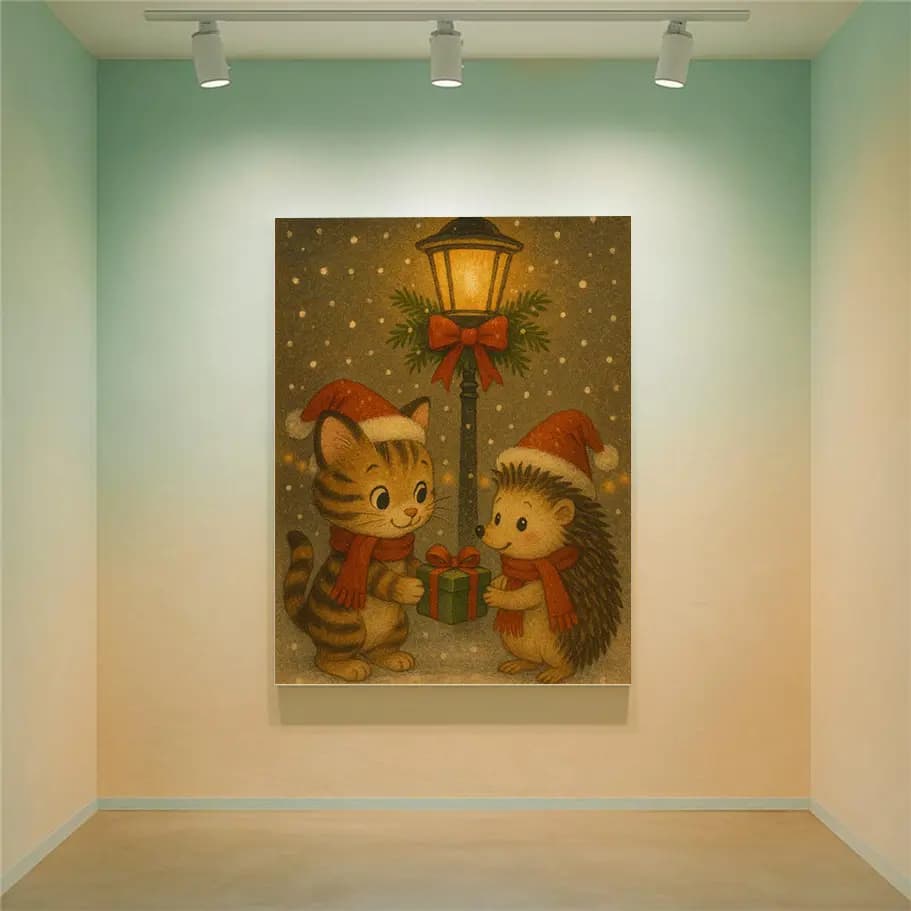 Sevimli Kedi ve Kirpi Posteri