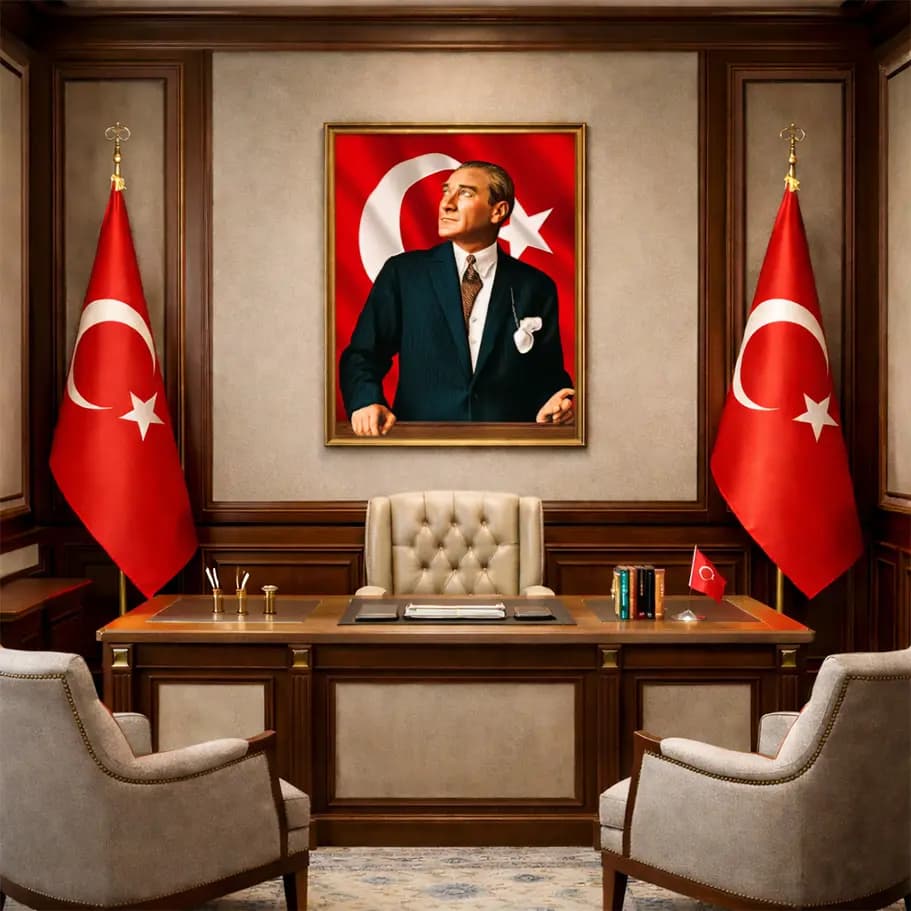 Türk Bayraklı Atatürk Posteri