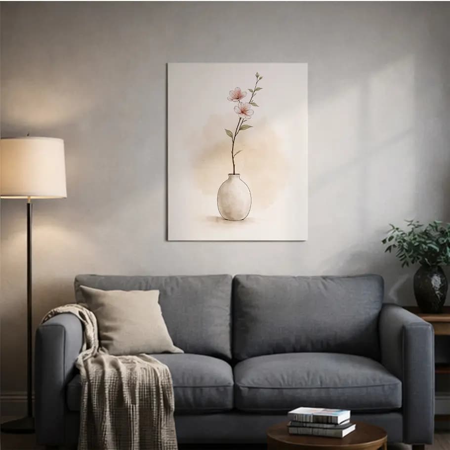 Minimal Suluboya Vazo Çiçek Poster