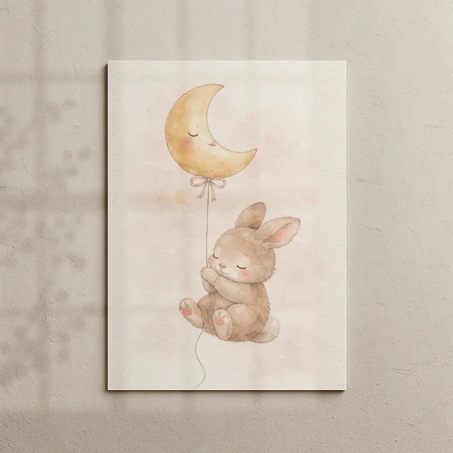 Ay Balonlu Sevimli Tavşan Posteri