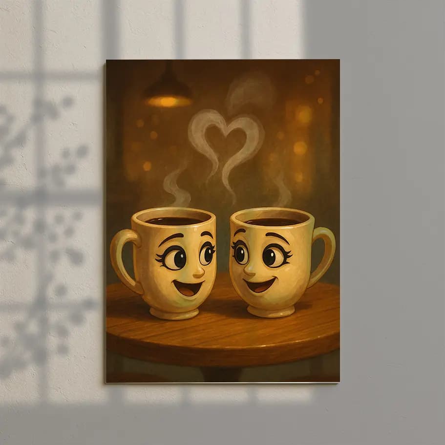 Kalp Buharlı Sevimli Fincan Çifti
