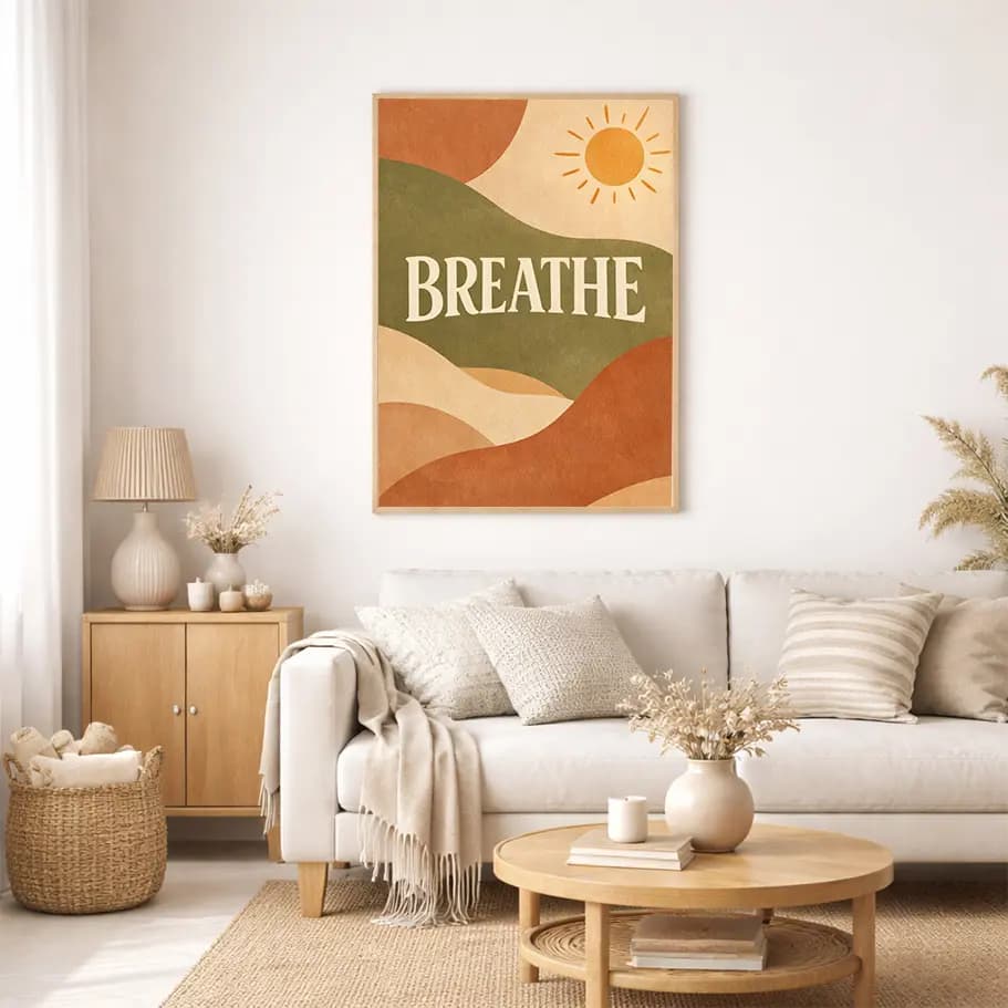 BREATHE Minimalist Boho Duvar Sanatı