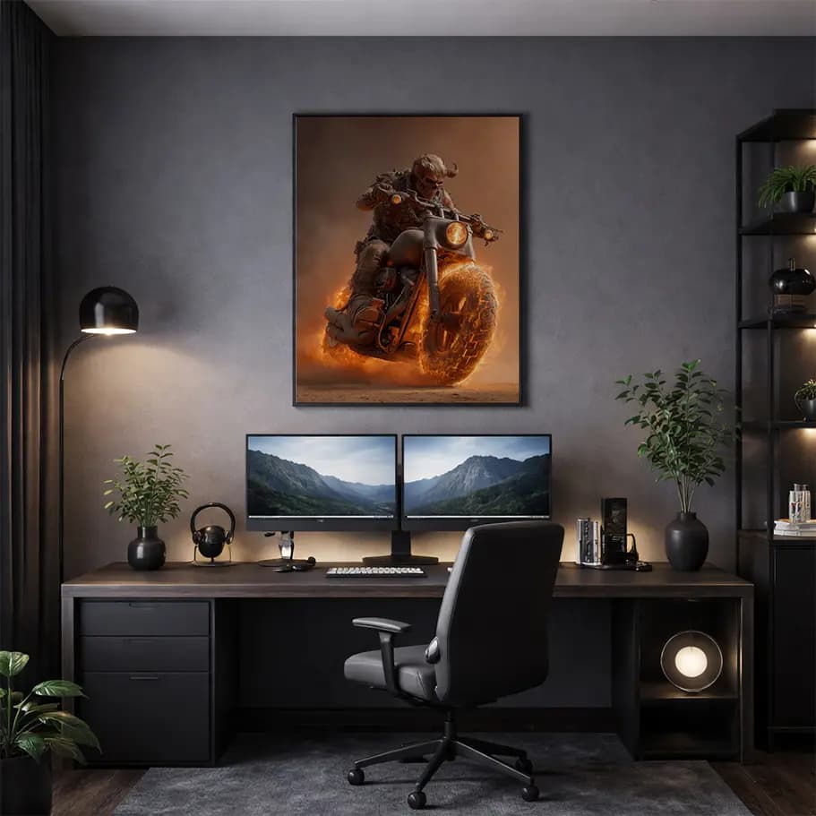 Ateşli Motosiklet ve İblis Biker Posteri