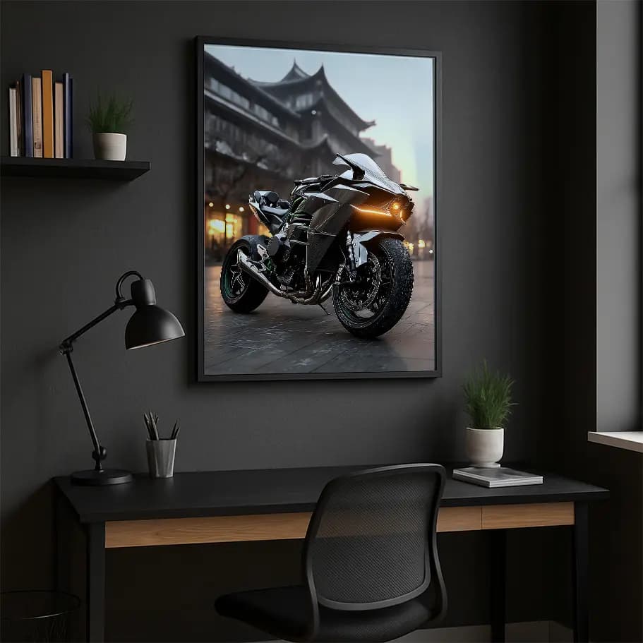 Siyah Spor Motosiklet Posteri 