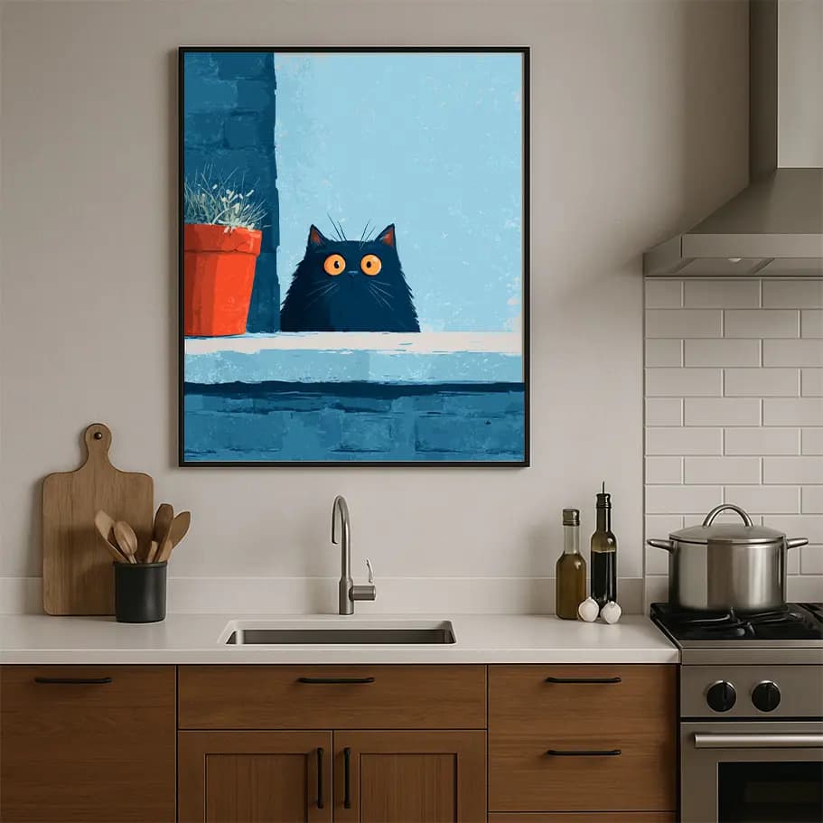 Minimalist Siyah Kedi Posteri 