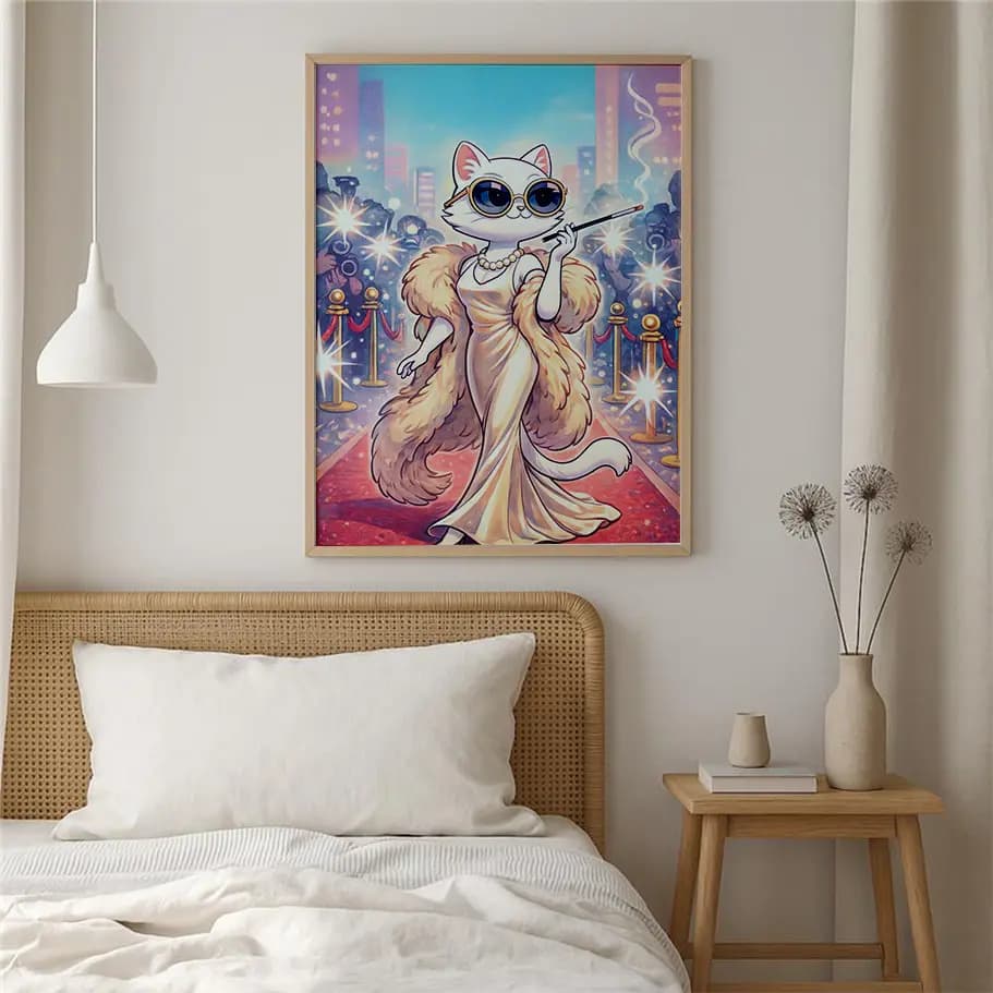 Ünlü kedi illüstrasyon posteri