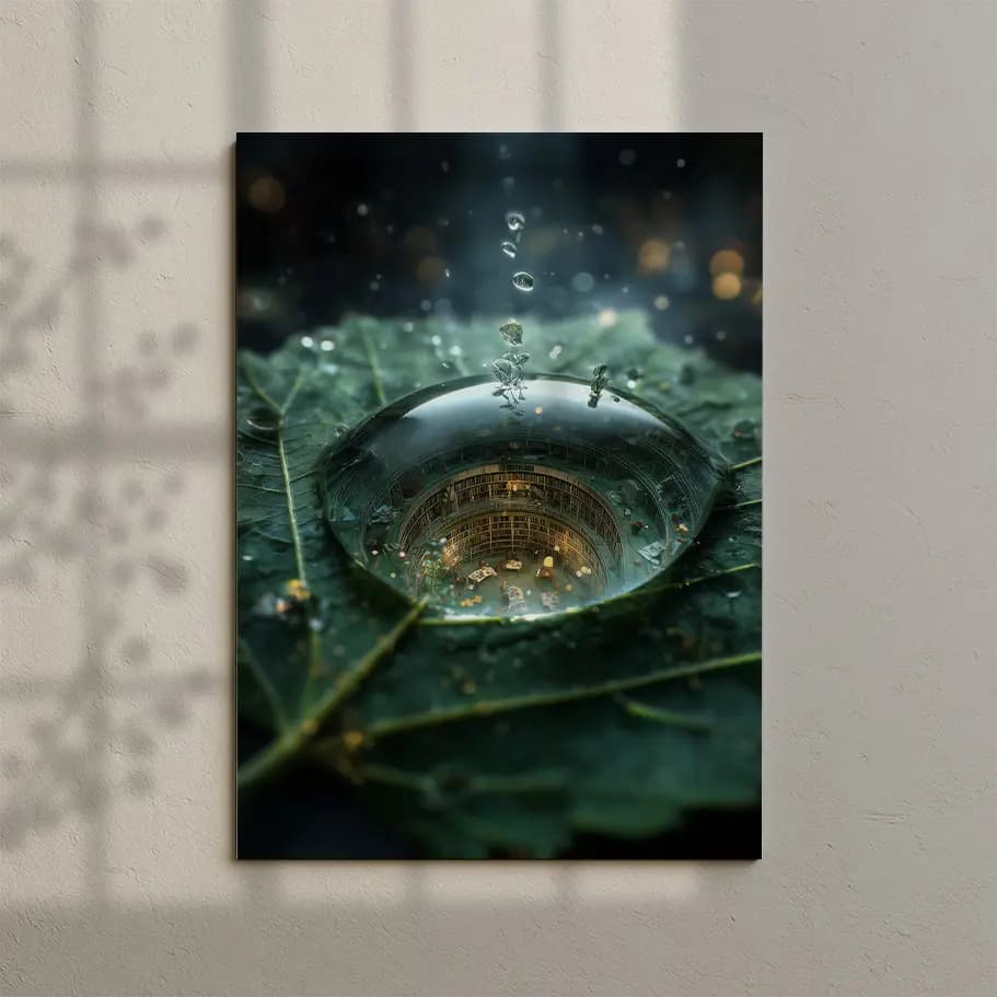 Yaprak Üzerindeki Kütüphane Damlası 