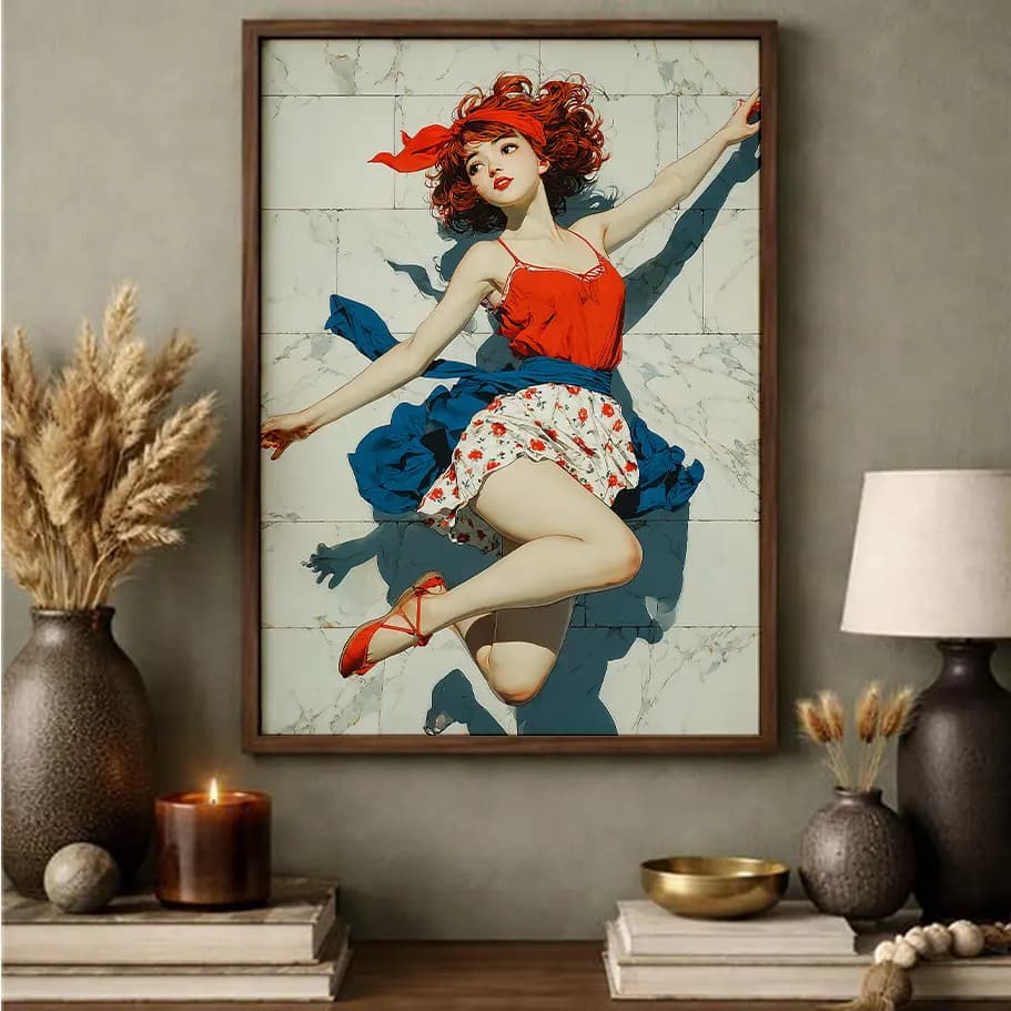 Retro Kadın İllüstrasyon Posteri 