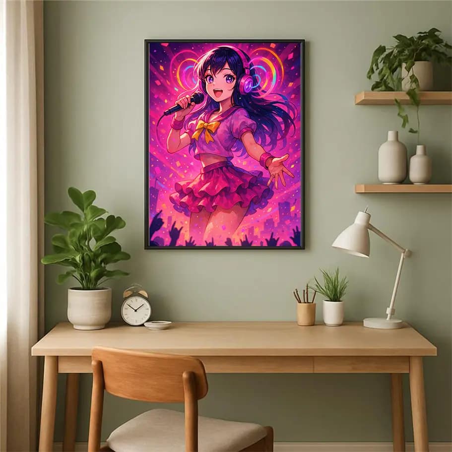 Neon Anime Idol Poster