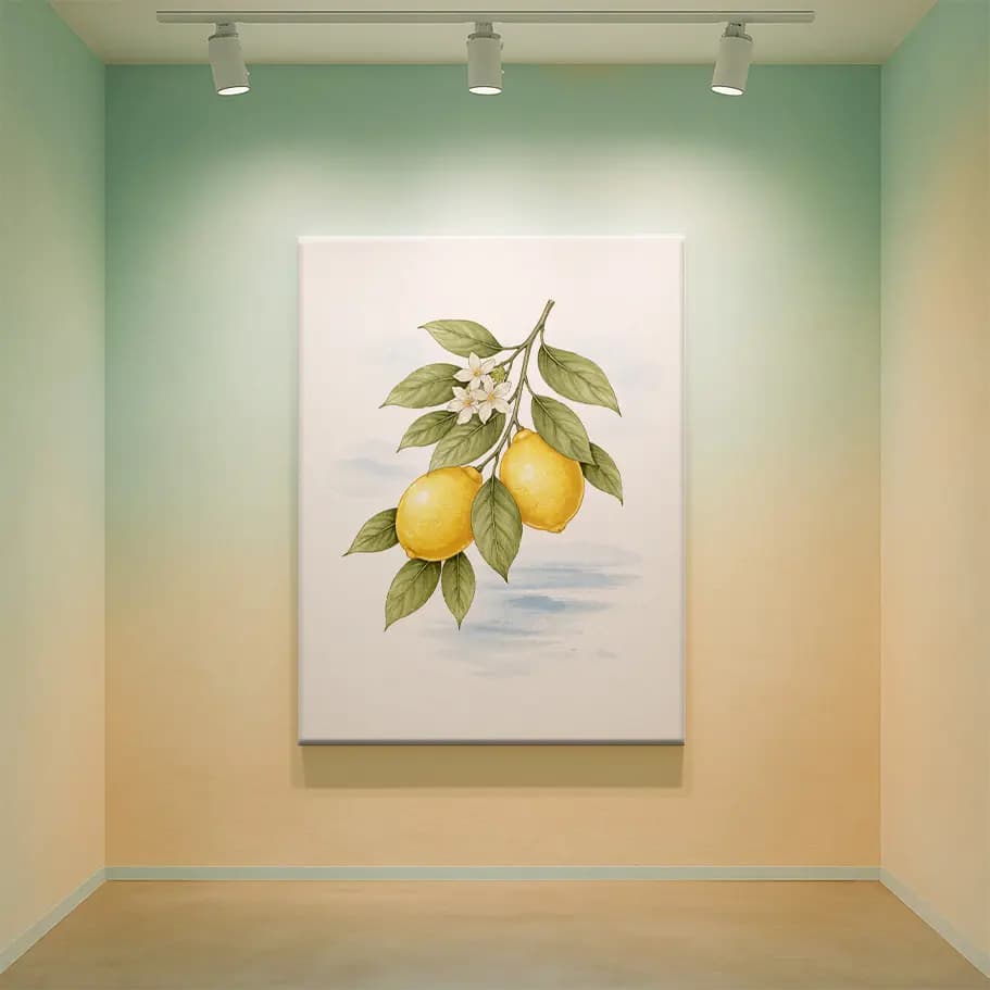 Sulu Boya Limon Dalı Botanik Poster