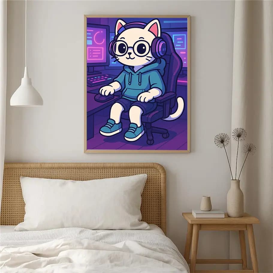 Sevimli Gamer Kedi Posteri