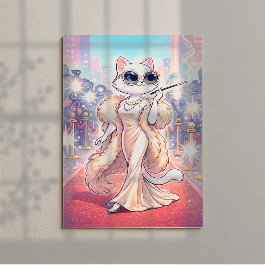 Ünlü kedi illüstrasyon posteri