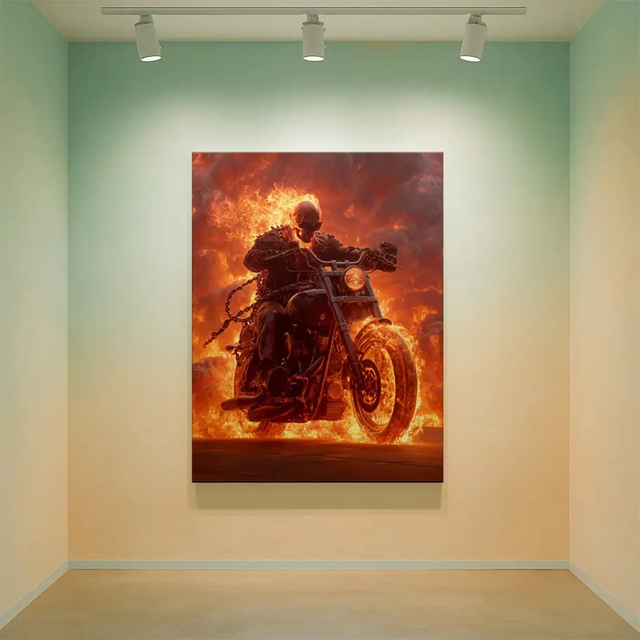 Alevli Kuru Kafa Motorcu Posteri