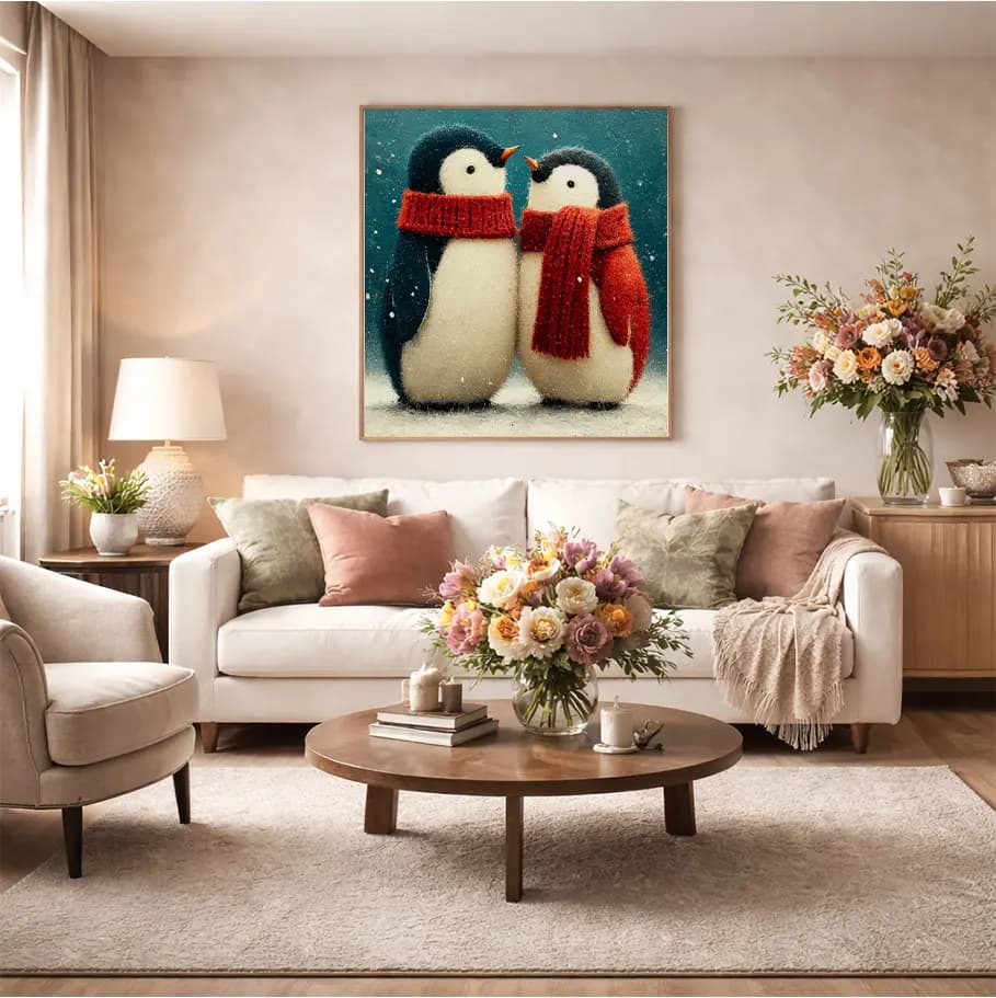 Sevimli Penguen Sevgililer Poster