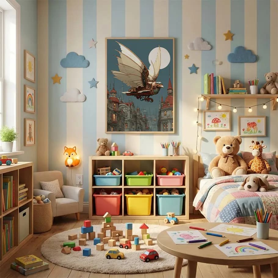 Steampunk Uçan Makine İllüstrasyonu