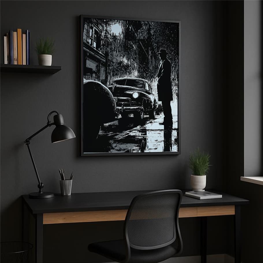 Yağmur Altında Dedektif Silüeti