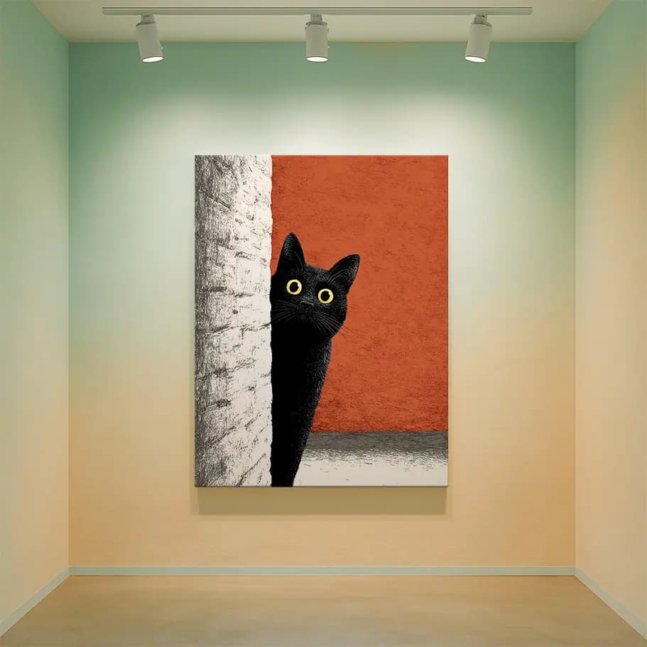 Meraklı Sİyah Kedi Posteri