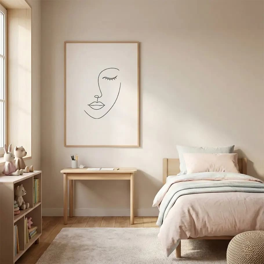 Minimal Line Art Yüz Poster