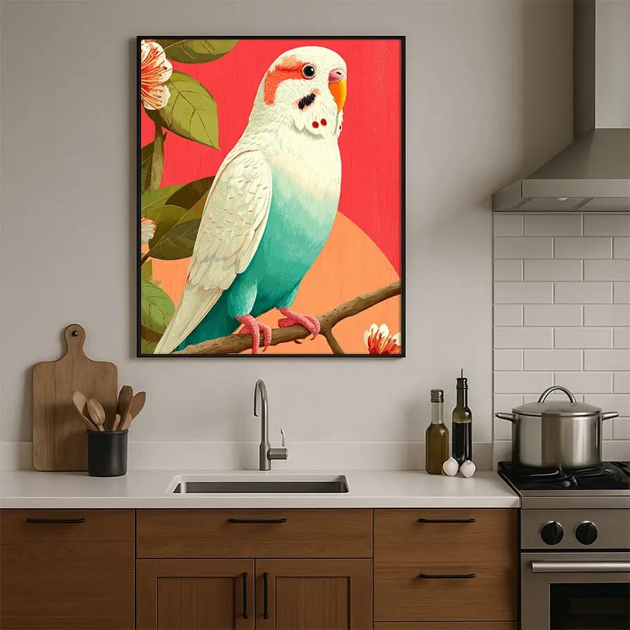 Muhabbet Kuşu Posteri | Tropikal İllüstrasyon Duvar Dekoru