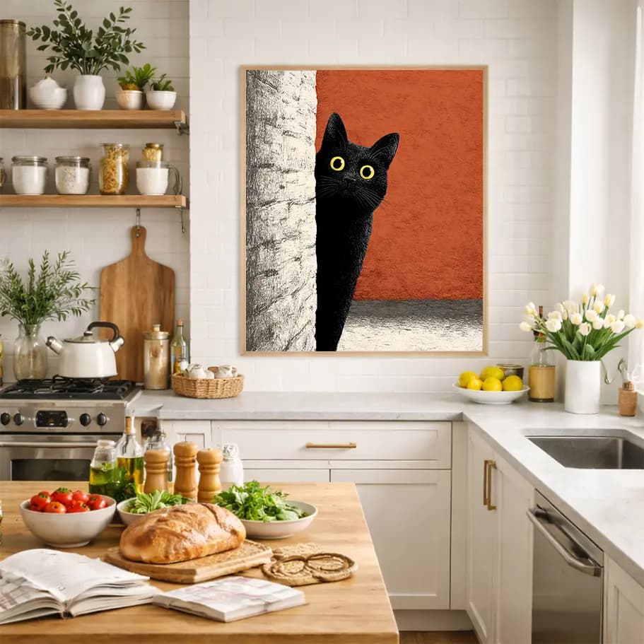 Meraklı Sİyah Kedi Posteri