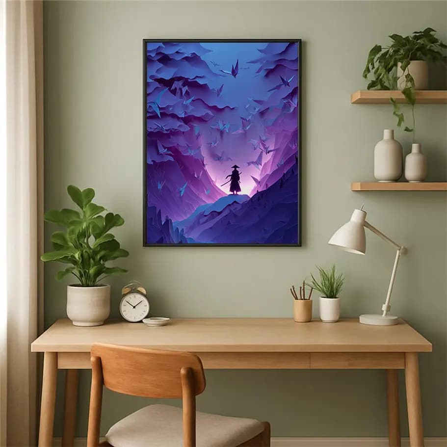 Samuray ve Origami Poster