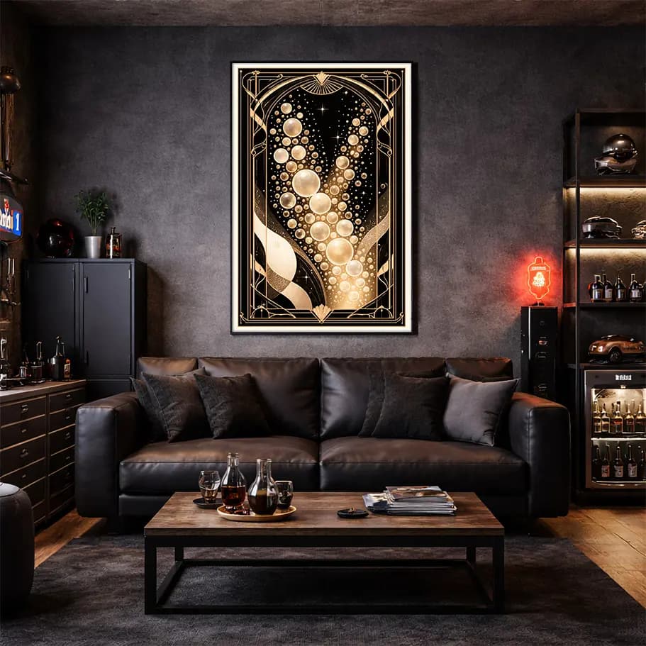 Altın Köpük Art Deco Poster | Lüks Siyah Altın Duvar Dekoru