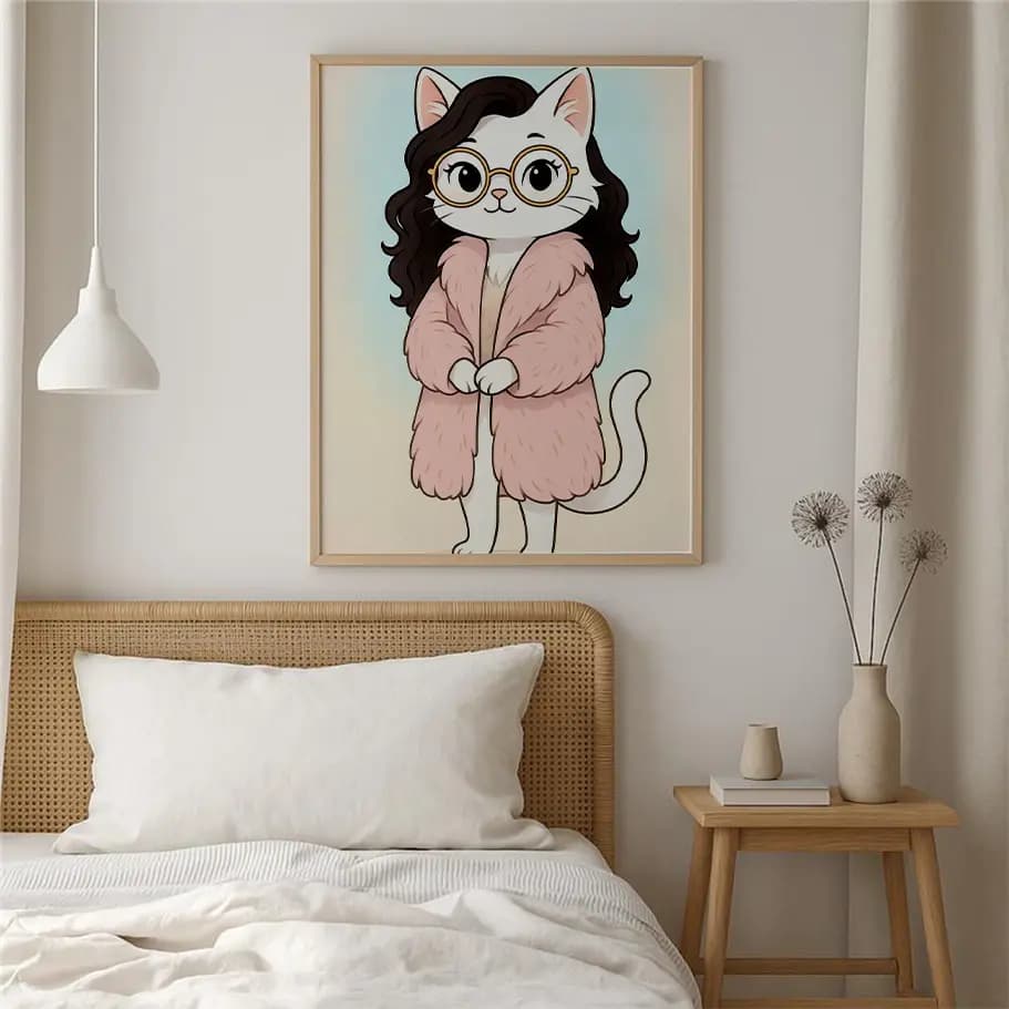 Zarif Beyaz Kedi Posteri