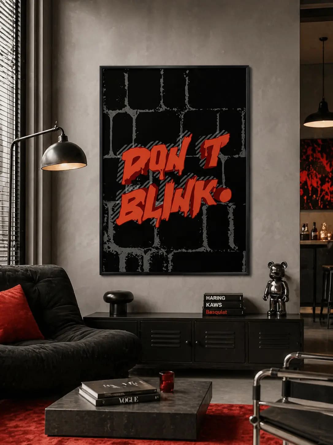 Don’t Blink Kırmızı Siyah Tipografi Poster