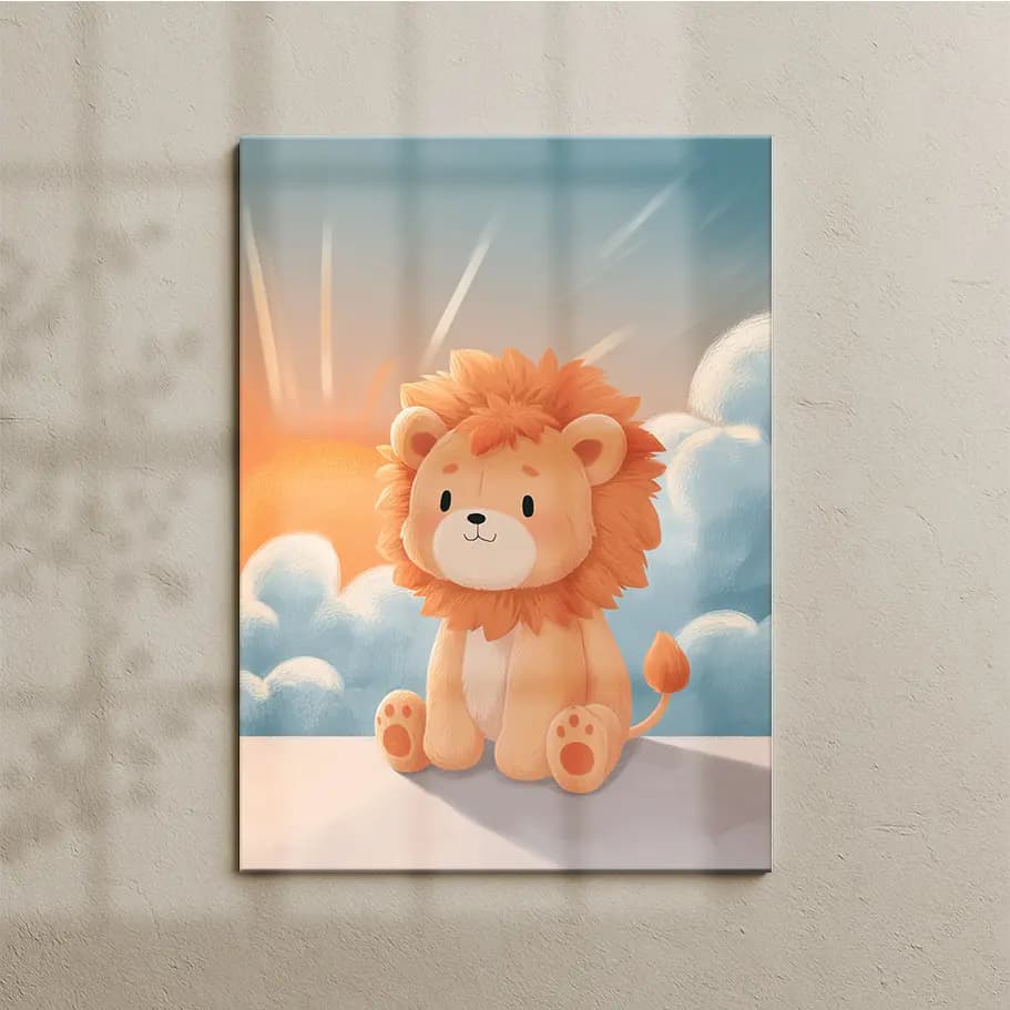 Aslan Burcu Poster – Sevimli Leo İllüstrasyon Duvar Dekoru