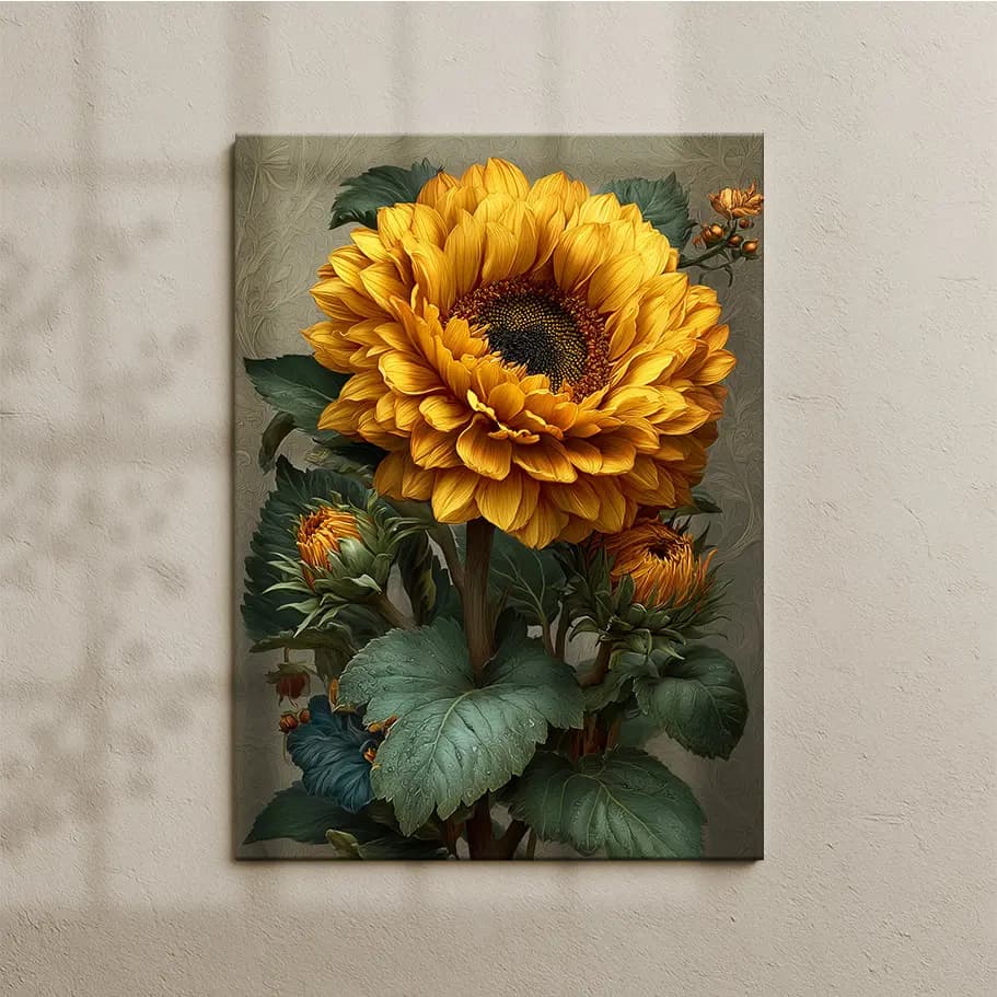 Sarı Ayçiçeği Poster Tablo | Vintage Botanik Duvar Dekoru