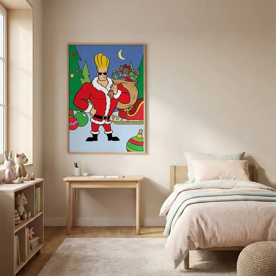 Johnny Bravo Noel Baba Poster – Karikatür Yılbaşı Duvar Posteri