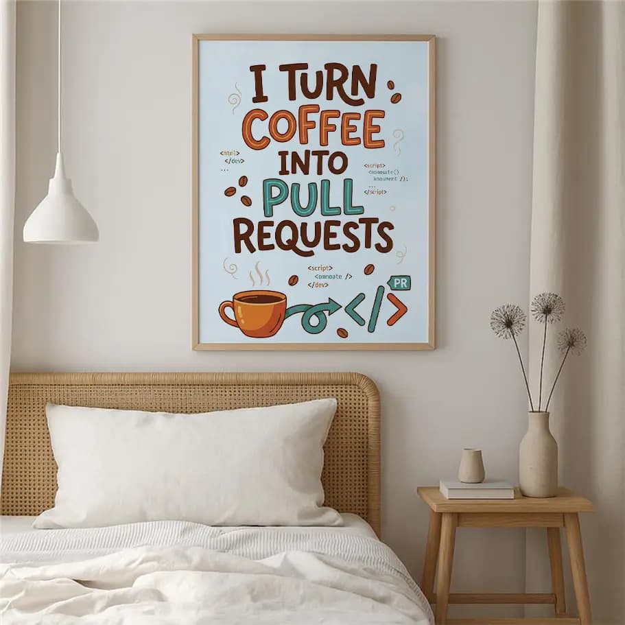 Yazılımcı Kahve ve Kodlama Temalı Poster