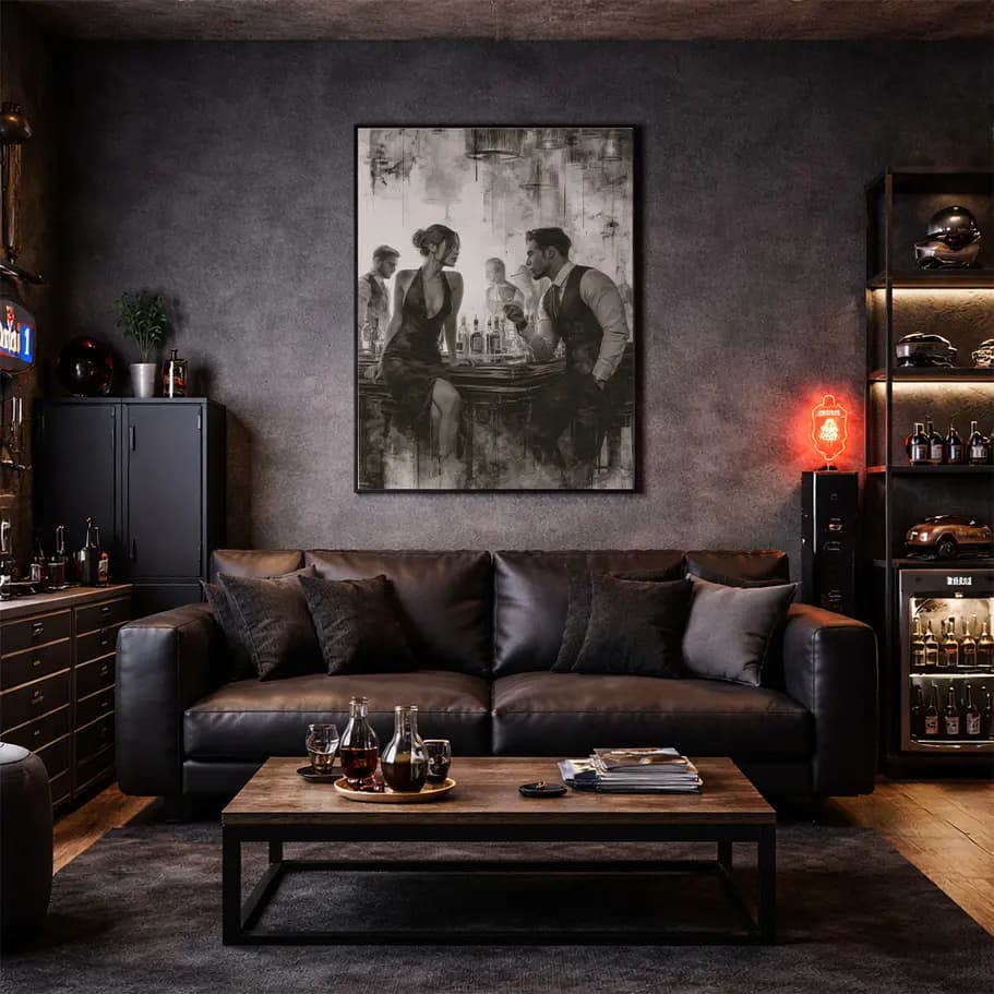 ık Kadın ve Erkek Temalı Siyah Beyaz Duvar Posteri