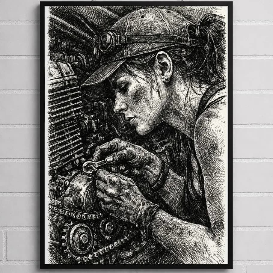 Karakalem Kadın Tamirci Posteri