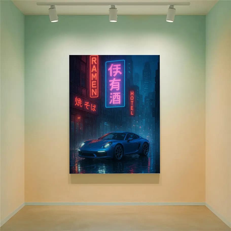 Gece Işığında Siyah Spor Araba 